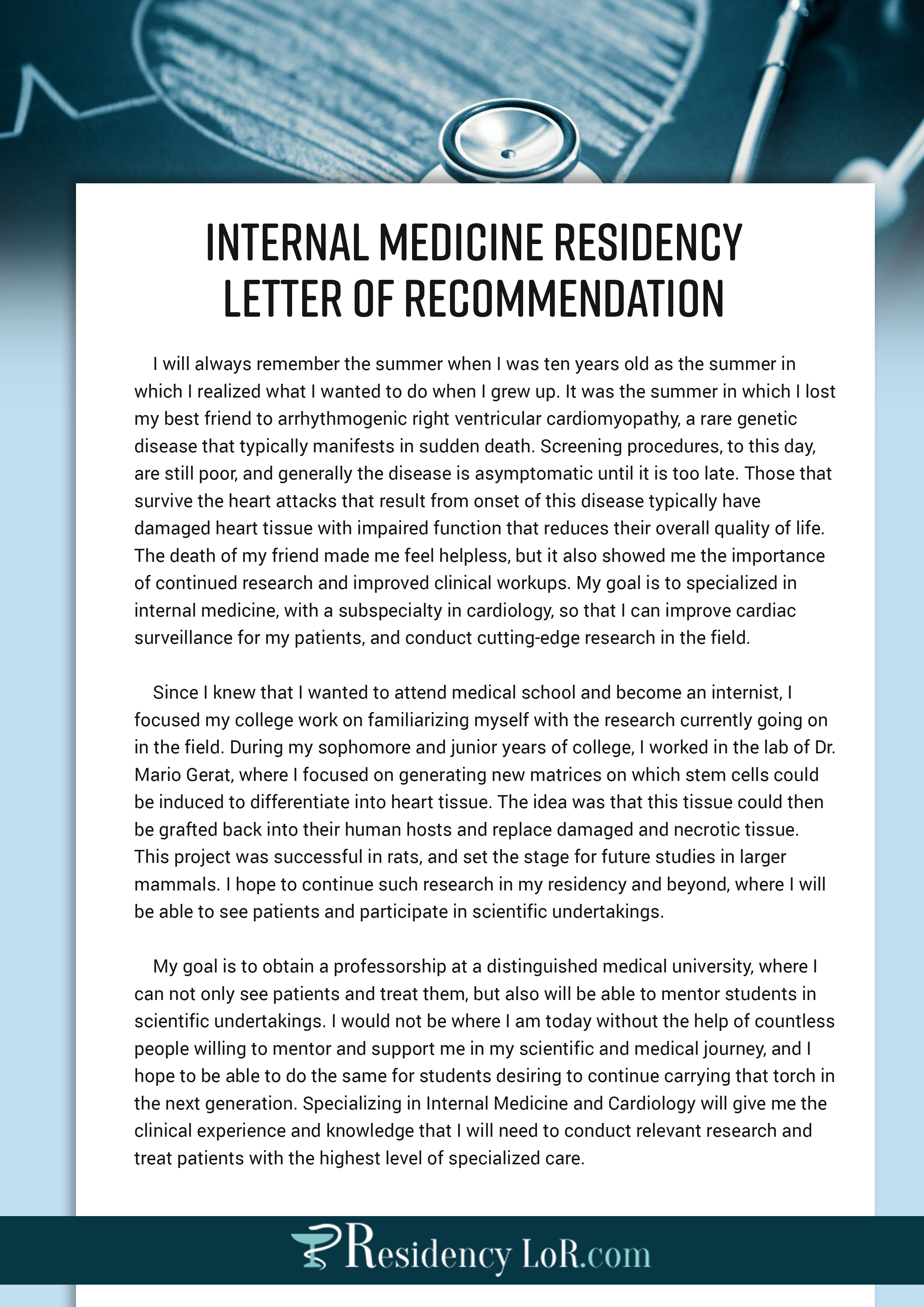 Internal medicine residency application essay