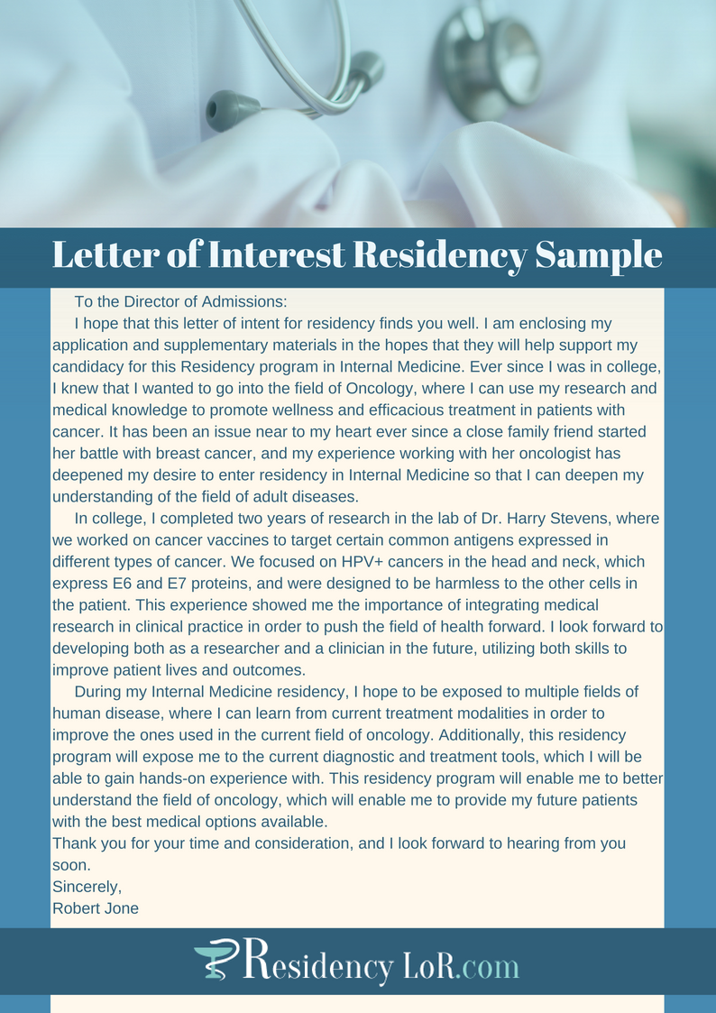 application letter for residency